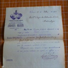 Cartas comerciales: VALENCIA FABRICA DE GUITARRAS DE ANDRES MARIN CARTA COMERCIAL 1912. Lote 287603533