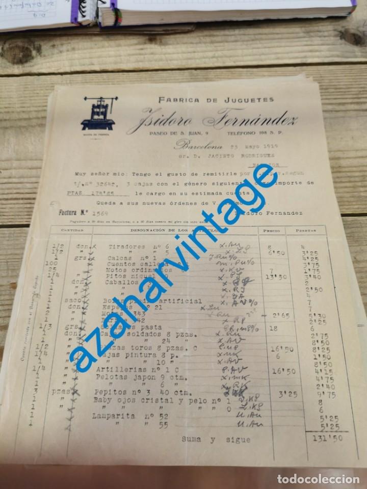 Cartas comerciales: BARCELONA, 1919, FACTURA FABRICA DE JUGUETES ISIDORO FERNANDEZ