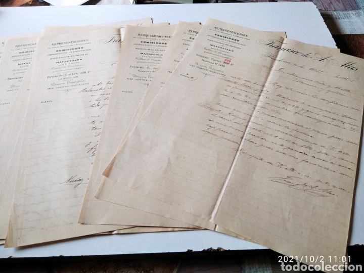 Cartas comerciales: 8 cartas comerciales 1903-04 Francisco de A, M&aacute;s Barcelona materiales para Ferrocarriles