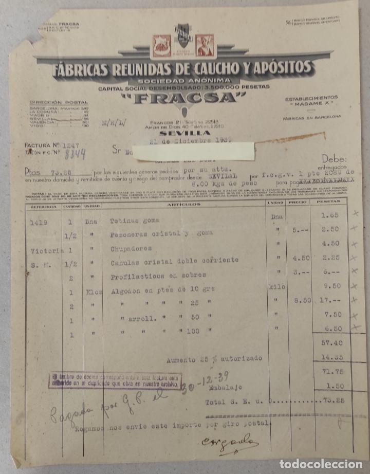 Cartas comerciales: 3 Cartas comerciales F&aacute;brica Caucho y Ap&oacute;sitos . Sevilla 1939-40