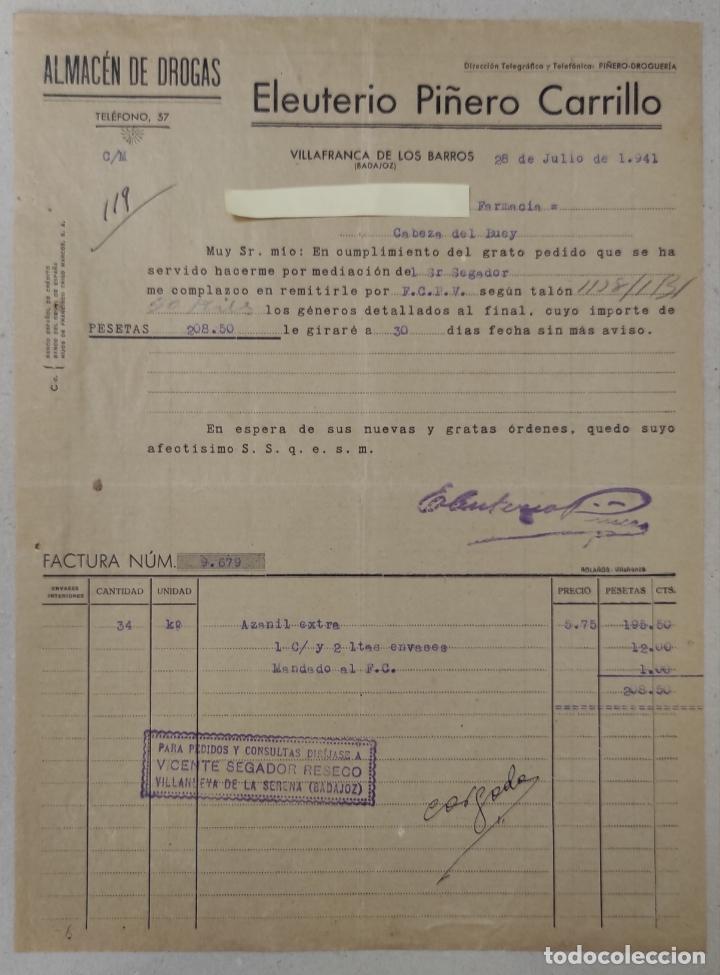 Cartas comerciales: 25 Cartas comerciales Eleuterio Pi&ntilde;ero : Droguer&iacute;a. Villafranca de los Barros A&ntilde;os 1939-41