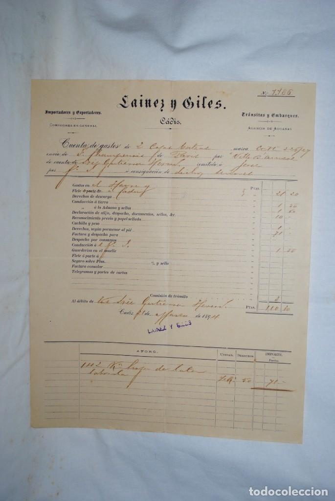 Gesch&auml;ftsbriefe: LAINEZ Y GILES IMPORTEDORES Y EXPORTEDORES , CADIZ 1894