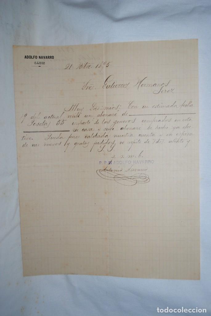 Gesch&auml;ftsbriefe: ADOLFO NAVARRO COMERCIANTE , CADIZ 1895