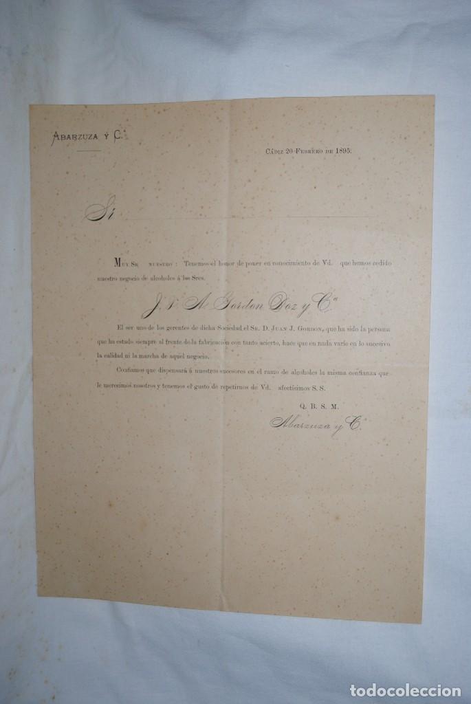 Cartas comerciales: ABARZUZA Y COMPA&Ntilde;IA CADIZ 1895 - Foto 1