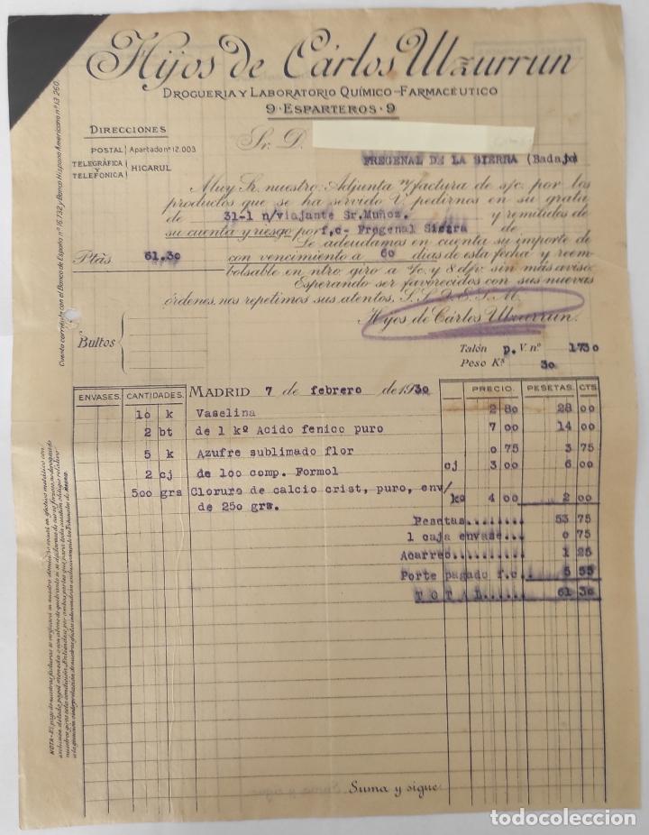 Gesch&auml;ftsbriefe: Carta comercial Laboratorio Farmacia Hijos de Carlos Ulzurrun . Madrid 1930