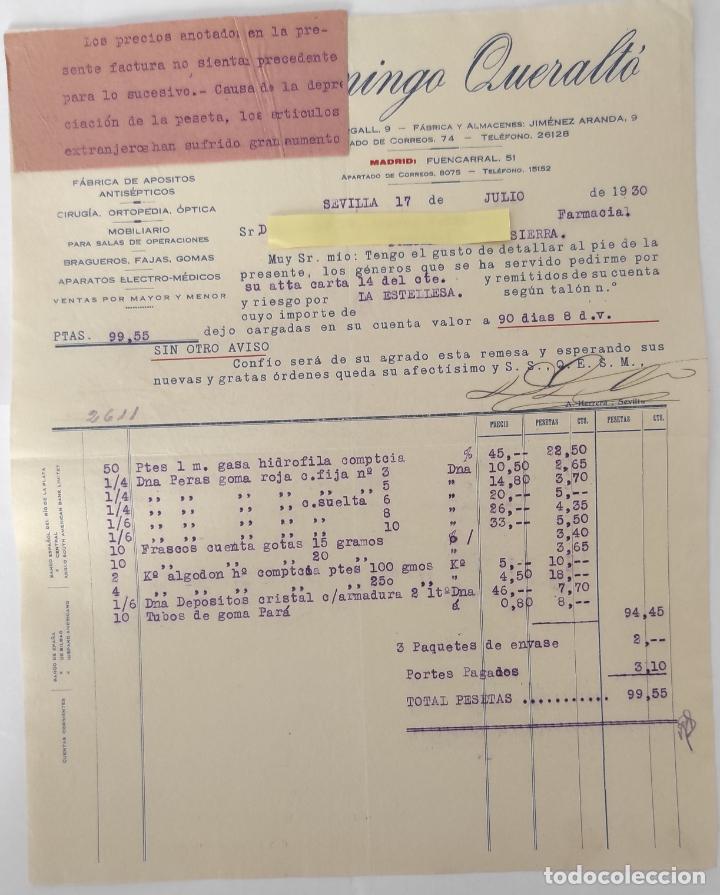 Gesch&auml;ftsbriefe: 2 Cartas comerciales F&aacute;brica Ap&oacute;sitos Domingo Queralt&oacute; . Sevilla 1930