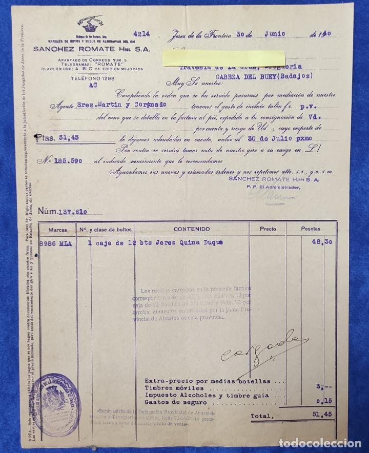 Gesch&auml;ftsbriefe: Carta comercial Bodegas Marqu&eacute;s de Hoyos y Duque de Almod&oacute;var. Jerez de la Frontera 1940
