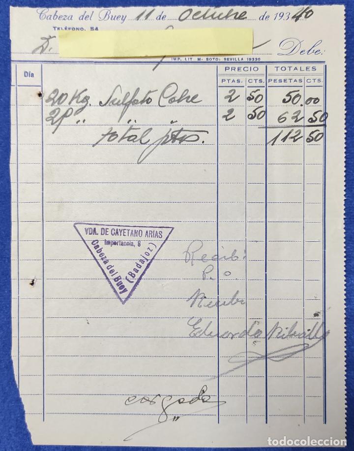 Lettres commerciales: Carta comercial Vda. de Cayetano Arias. Cabeza de Buey ( Badajoz ) 1940