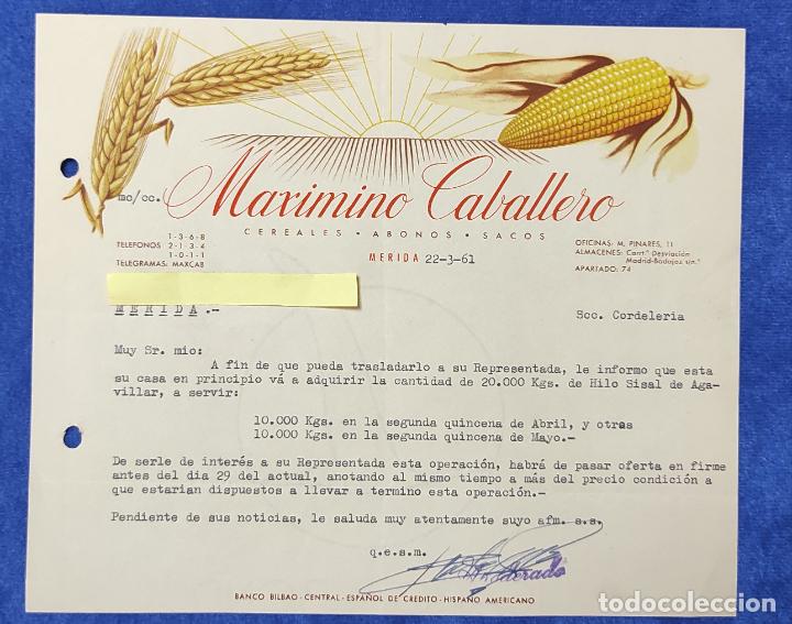 Lettres commerciales: Carta comercial Cereales, Abonos Maximino Caballero . M&eacute;rida 1961