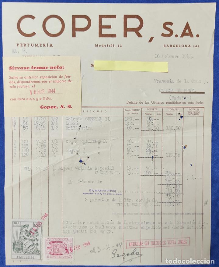 Lettres commerciales: Carta comercial Perfumer&iacute;a Coper . Barcelona 1944