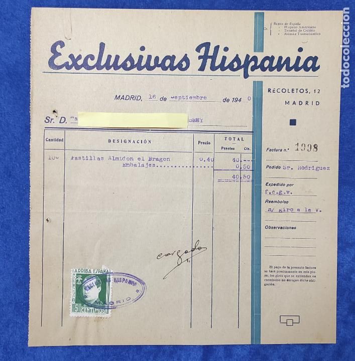 Lettres commerciales: Carta comercial Exclusivas Hispania . Madrid . A&ntilde;o 1940
