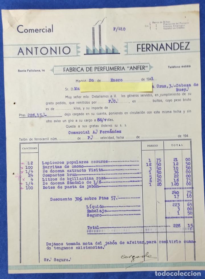Lettres commerciales: Carta comercial Comercial A. Fern&aacute;ndez : F&aacute;brica Perfumer&iacute;a . Madrid 1941