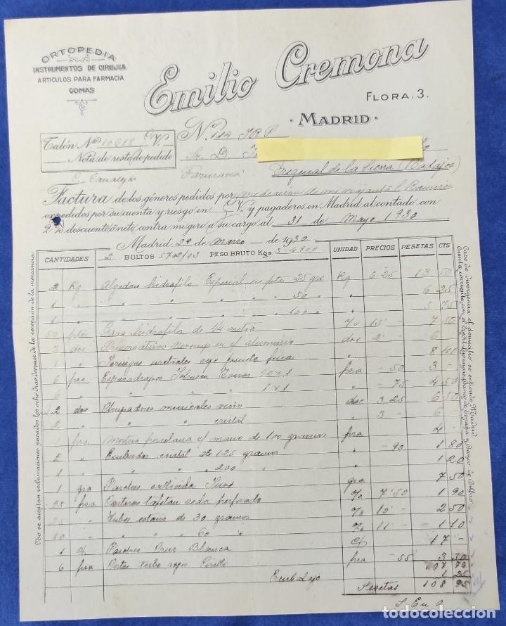 Lettres commerciales: Carta comercial Ortopedia Instrumentos Cirug&iacute;a Emilio Cremona . Madrid 1930