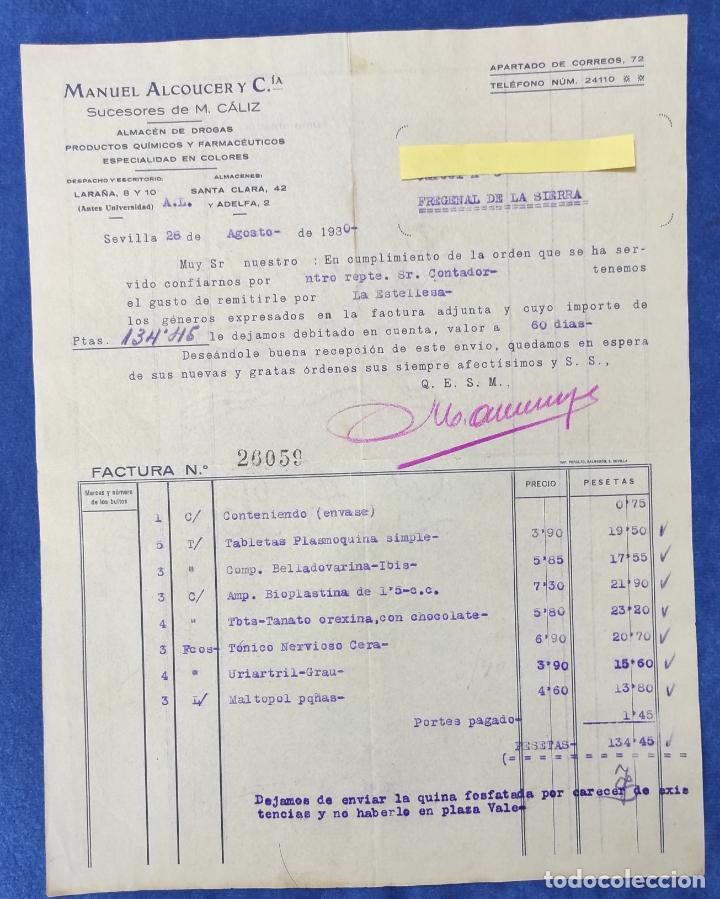 Lettere commerciali: 4 Cartas comerciales Manuel Alcoucer : Almac&eacute;n de Drogas y Productos qu&iacute;micos. Sevilla 1930