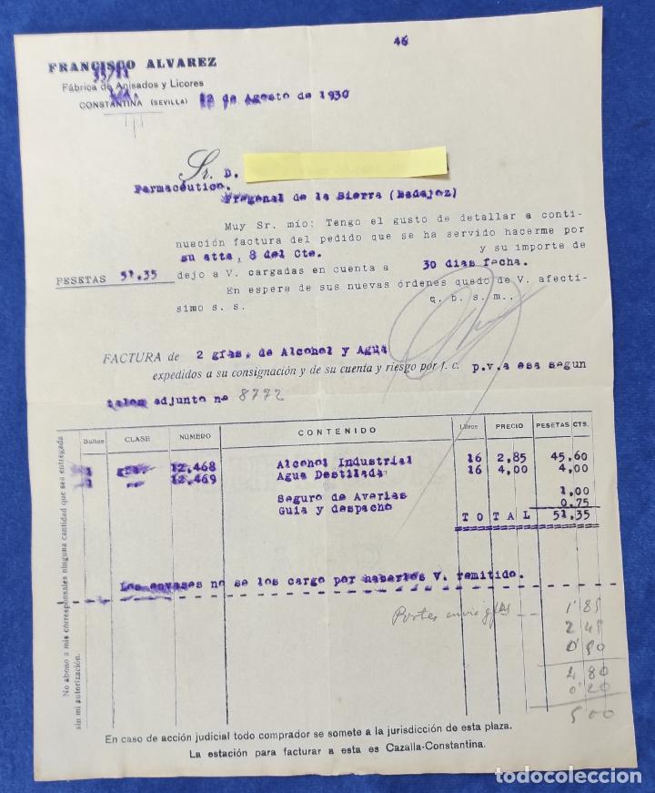 Commercial Letters: 2 Cartas comerciales Francisco &Aacute;lvarez : F&aacute;brica Anisados y Licores. Constantina ( Sevilla ) 1930