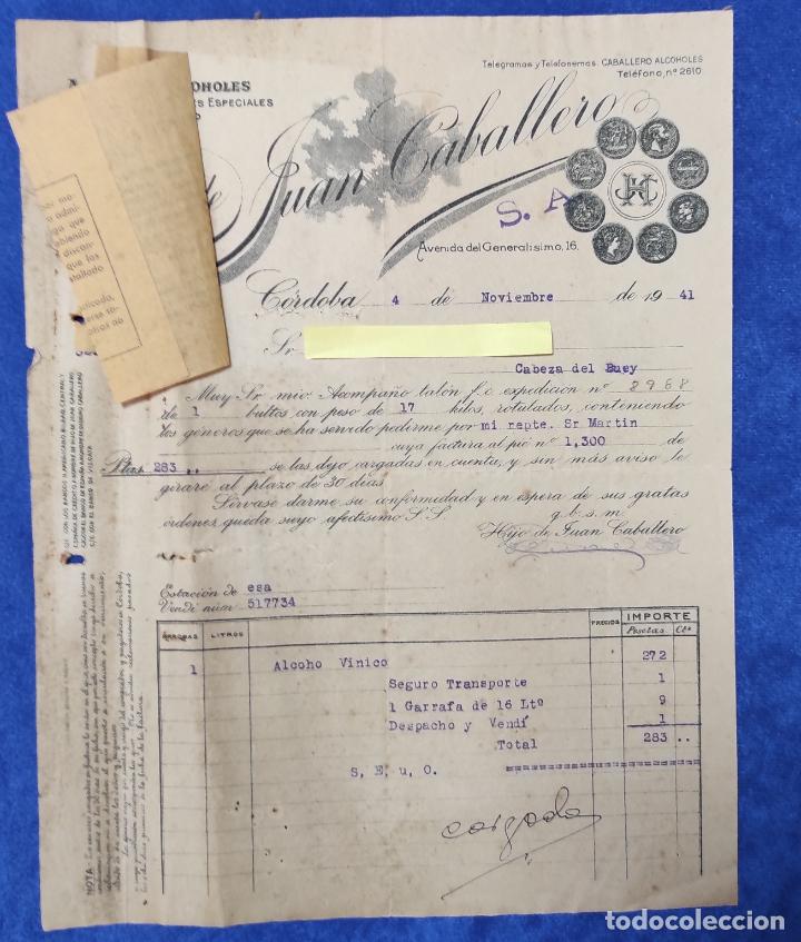 Commercial Letters: Carta comercial Almac&eacute;n de Alcoholes Juan Caballero .C&oacute;rdoba 1941