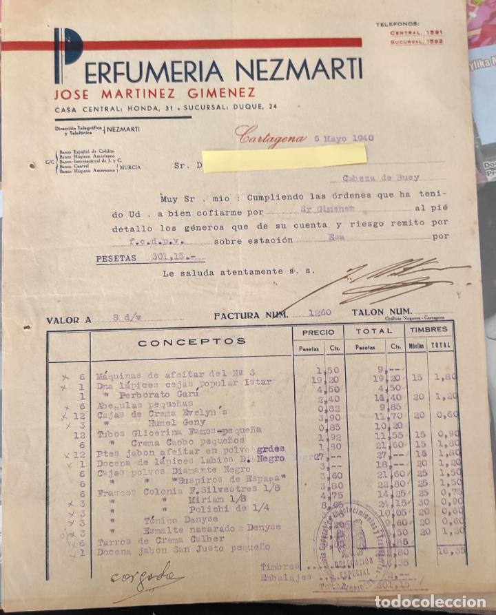 Commercial Letters: Carta comercial Perfumer&iacute;a Nezmarti . Cartagena ( Murcia ) A&ntilde;o 1940