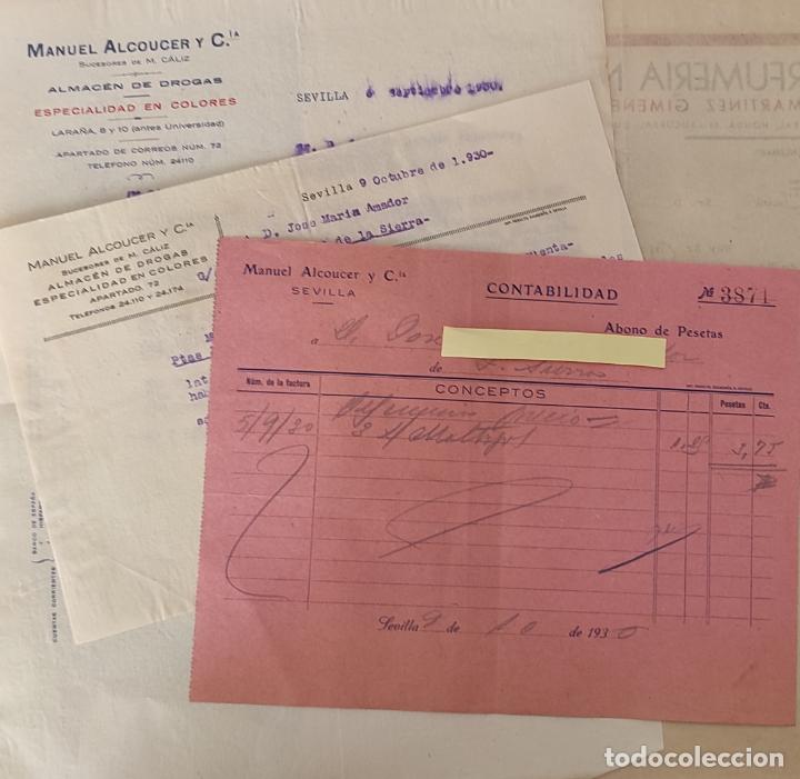 Commercial Letters: 3 Cartas comerciales Manuel Alcoucer : Almac&eacute;n droguer&iacute;a. A&ntilde;o 1930