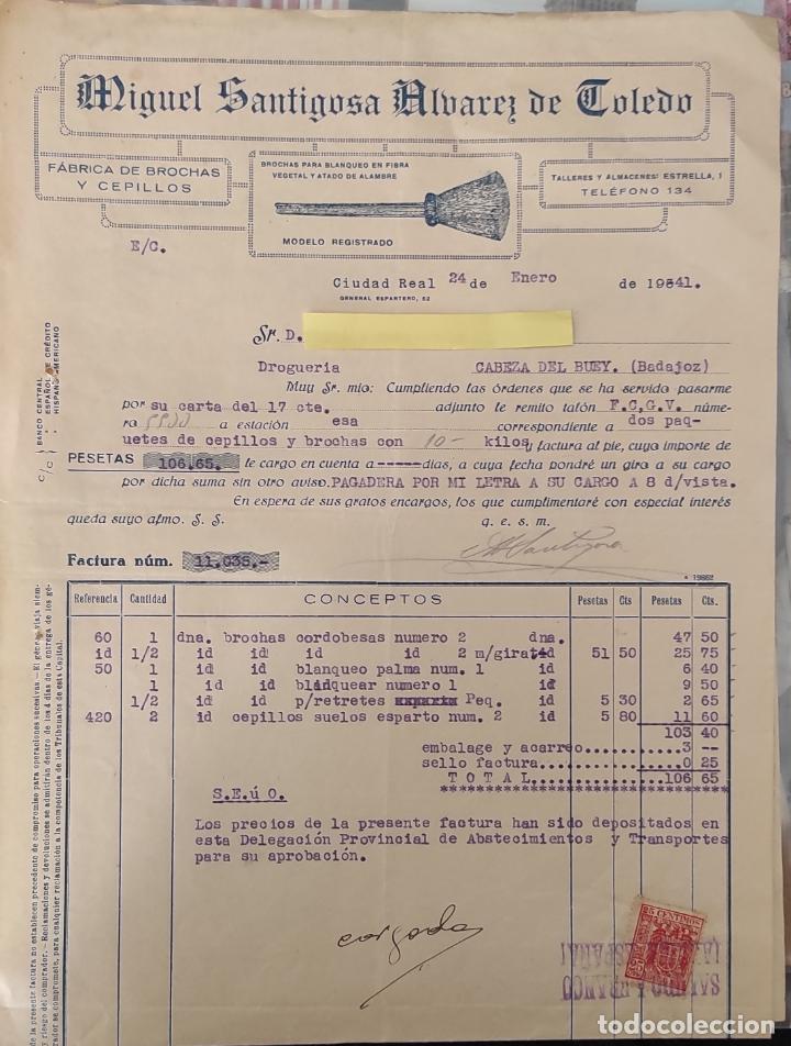 Commercial Letters: Carta comercial M. Santigosa &Aacute;lvarez de Toledo : F&aacute;brica Brochas y Cepillos. Ciudad Real A&ntilde;o 1941