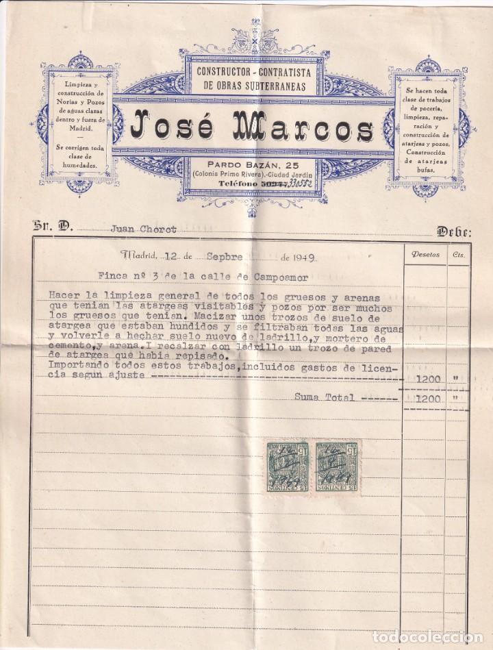 Commercial Letters: Jose Marcos. Constructor, contratista de obras subterr&aacute;neas. Pardo Baz&aacute;n 25 Ciudad Jard&iacute;n Madrid. 19