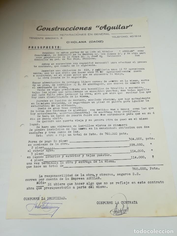 Commercial Letters: CARTA COMERCIAL. CONSTRUCCIONES AGUILAR. REPARACIONES EN GENERAL. CHICLANA, CADIZ.