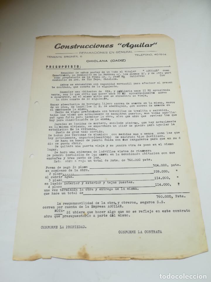 Commercial Letters: CARTA COMERCIAL. CONSTRUCCIONES AGUILAR. REPARACIONES EN GENERAL. CHICLANA, CADIZ.