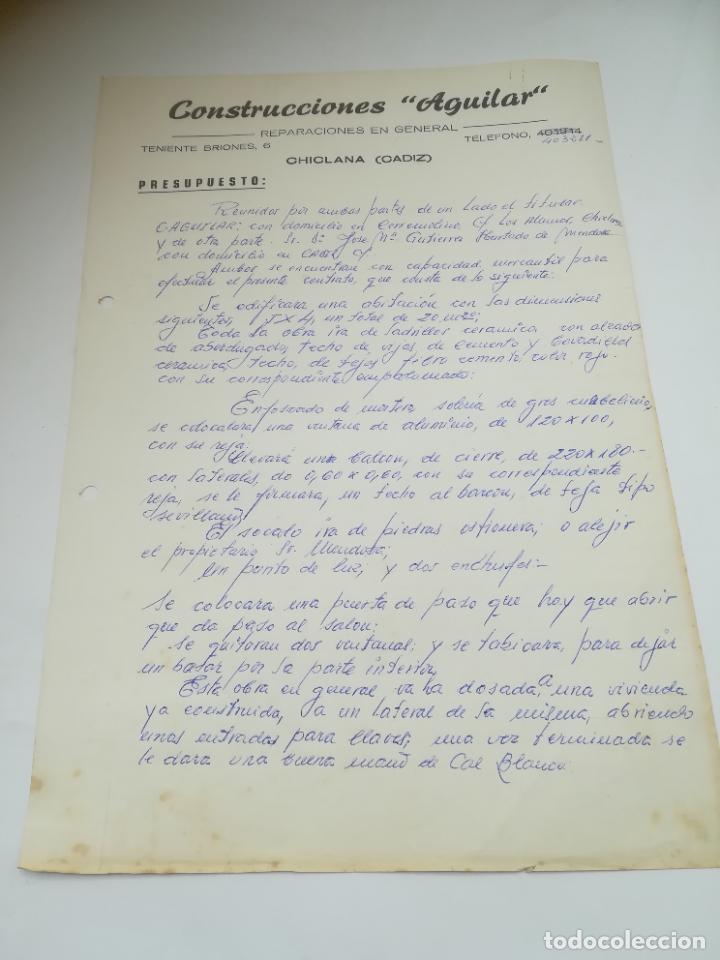 Commercial Letters: CARTA COMERCIAL. CONSTRUCCIONES AGUILAR. REPARACIONES EN GENERAL. CHICLANA, CADIZ.