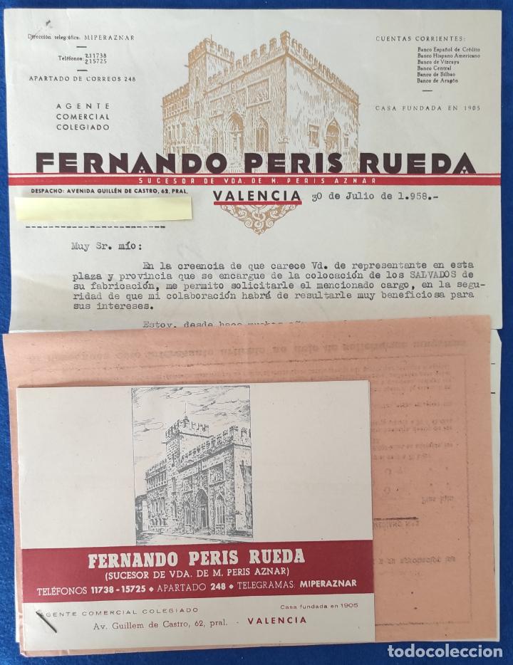 Lettere commerciali: Antigua Carta Comercial F. Peris Rueda . Agente comercial de Valencia . A&ntilde;o 1958