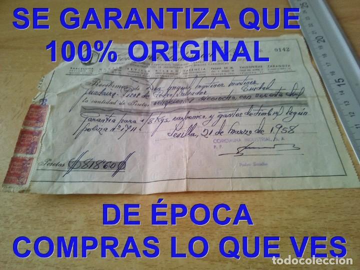 Cartas comerciales: SEVILLA COROMINA INDUSTRIAL RECIBO 1958 E58