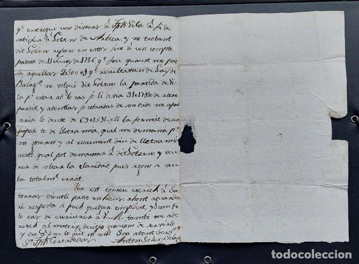 Cartas comerciales: CARTA DE CORBINS A CALAF 1787 - Foto 2