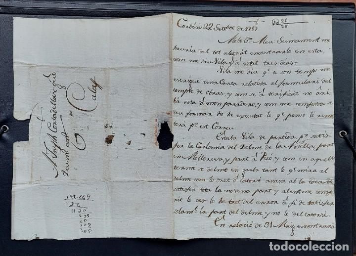 Cartas comerciales: CARTA DE CORBINS A CALAF 1787 - Foto 3