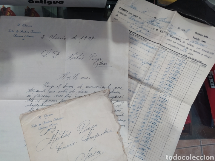 Cartas comerciales: Carta comercial Biescas mira de Andr&eacute;s Fa&ntilde;an&aacute;s