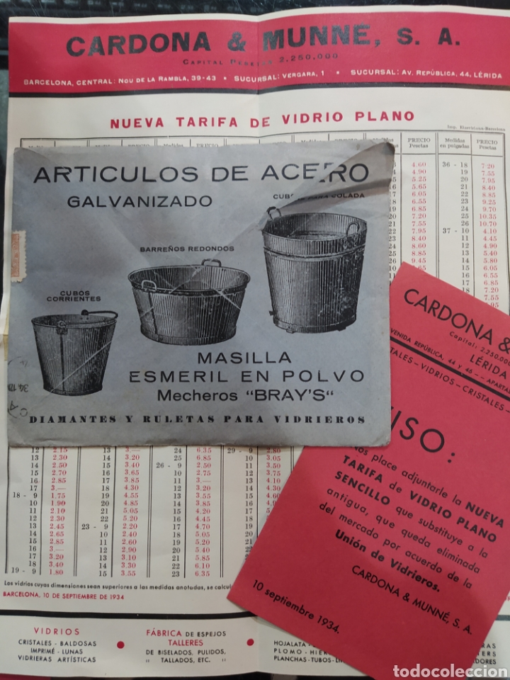 Cartas comerciales: Cardona munem L&eacute;rida galvanizados publicidad