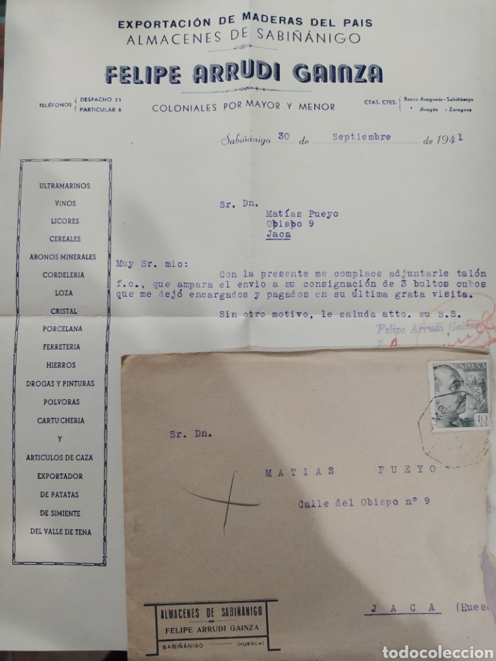 Cartas comerciales: Sabi&ntilde;anigo Felipe , Arrudi - Foto 1