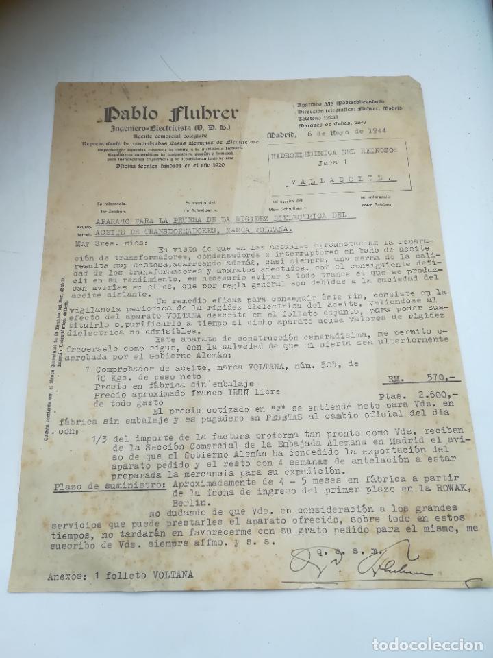 Cartas comerciales: CARTA COMERCIAL. PABLO FLUHRER. INGENIERO-ELECTRICISTA. 1944.
