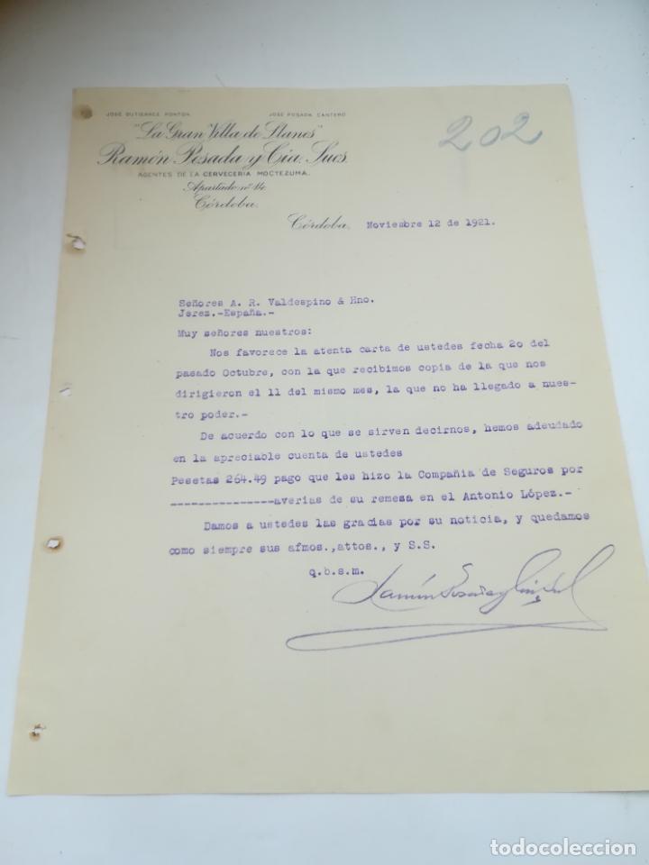 Cartas comerciales: CARTA COMERCIAL. LA GRAN VILLA DE LLANES. RAMON POSADA Y CIA. CORDOBA. 1921.