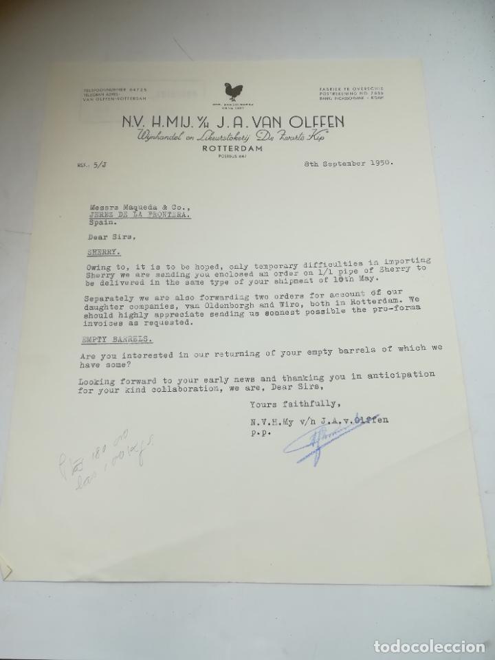 Cartas comerciales: CARTA COMERCIAL.N.V. H.MIJ. V/H J.A.VAN OLFFEN. 1950. ROTTERDAM