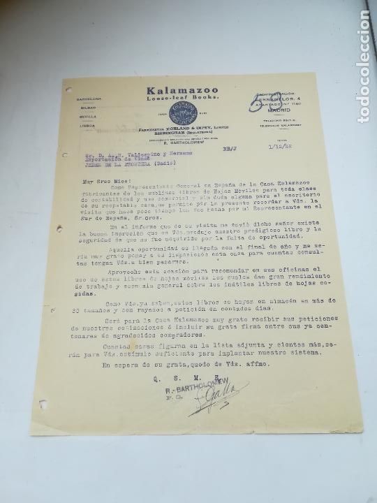 Lettere commerciali: CARTA COMERCIAL. KALAMAZOO. LOOSE-LEAF BOOKS. 1922. R. BARTHOLOMEW