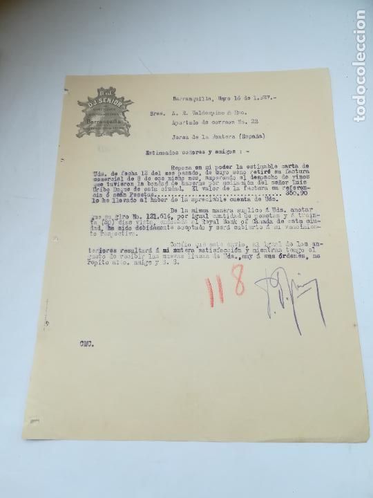 Lettere commerciali: CARTA COMERCIAL. D.J. SENIOR. COMERCIANTE Y COMISIONISTA. 1927. BARRANQUILLA, COLOMBIA
