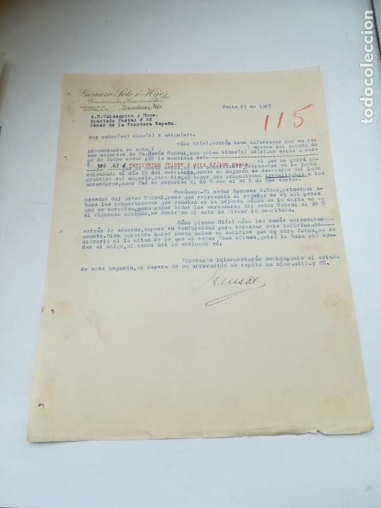 Lettere commerciali: CARTA COMERCIAL. GENARO SOTO E HIJOS. COMERCIANTES Y COMISIONISTAS. ZACATECAS, MEXICO. 1927