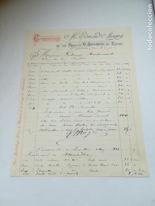 Lettere commerciali: CARTA COMERCIAL. MR EDMOND MAGNY DE LA MAISON B.ARNAUD DE LYON. COMMISSIONE.