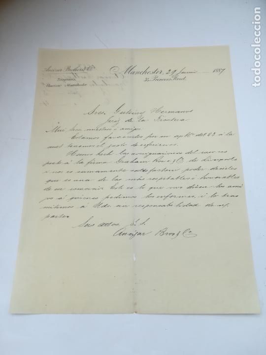 Lettere commerciali: CARTA COMERCIAL. ANCIZAR BROTHERS & C&ordm;. MANCHESTER 1887.