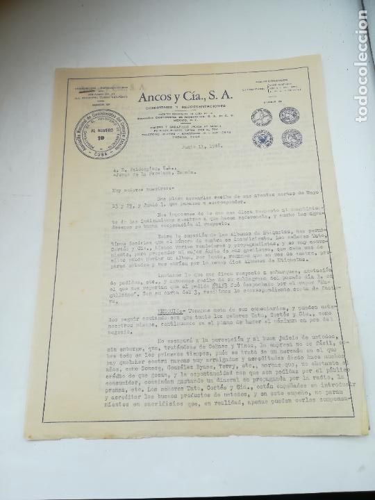 Lettere commerciali: CARTA COMERCIAL. ANCOS Y C&Iacute;A S.A. COMISIONES Y REPRESENTACIONES. 1946. MEXICO