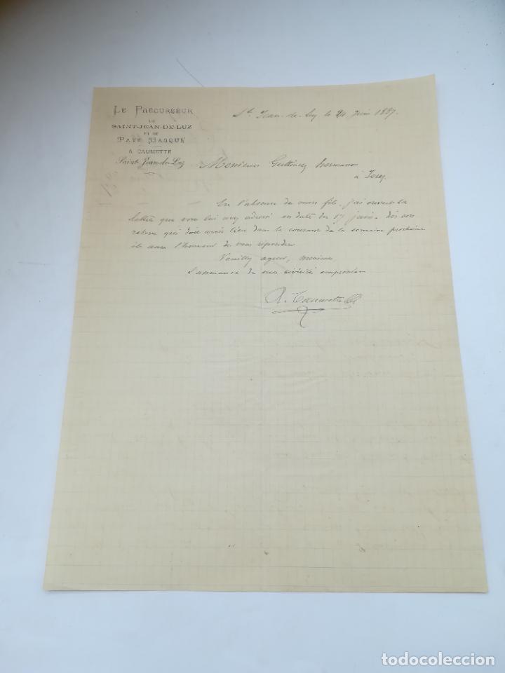 Lettere commerciali: CARTA COMERCIAL. LE PRECURSEUR DE SAINT JEAN DE LUZ. PAIS VASCO. 1887