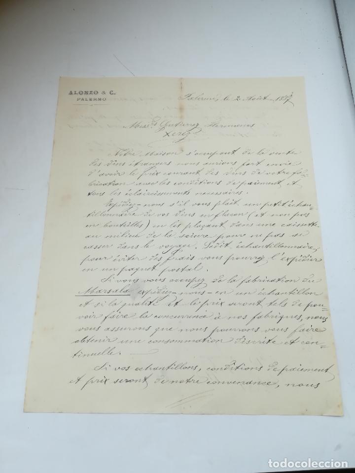 Lettere commerciali: CARTA COMERCIAL. ALONZO & C. PALERMO, ITALIA. 1887