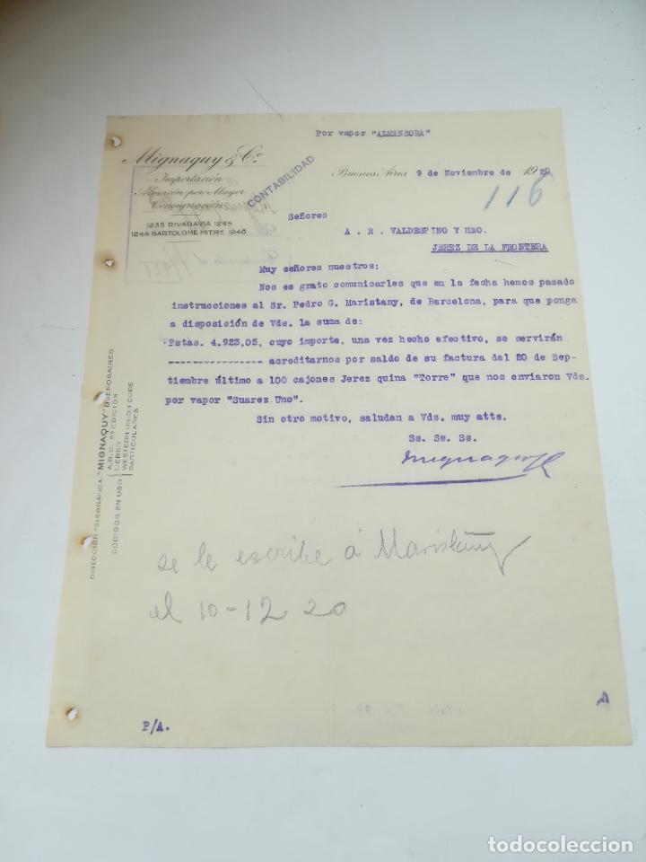 Lettere commerciali: CARTA COMERCIAL. MIGNAQUY & C&ordm;. IMPORTACION. 1920. BUENOS AIRES, ARGENTINA