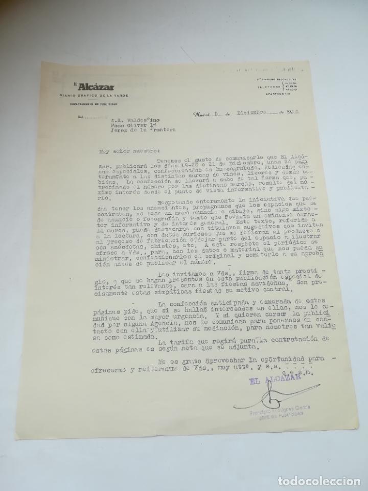 Lettres commerciales: CARTA COMERCIAL CON TARIFA DE PUBLICIDAD. 1956. EL ALC&Aacute;ZAR DIARIO GR&Aacute;FICO. MADRID. VER