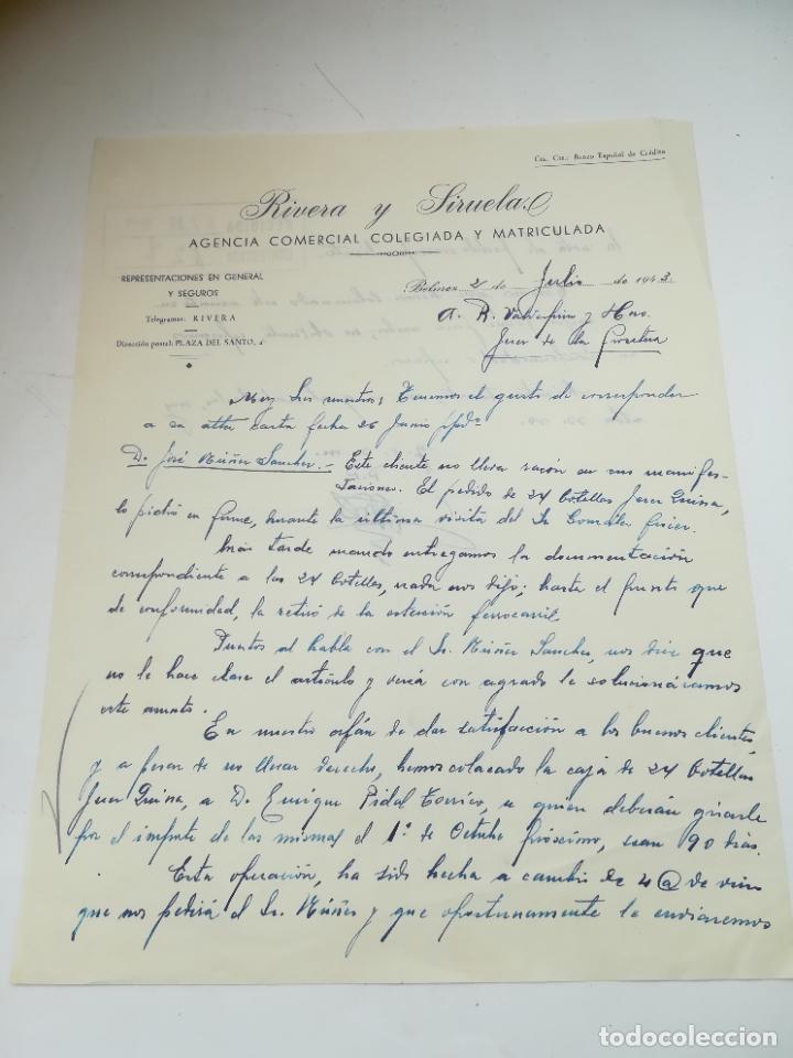 Lettres commerciales: CARTA COMERCIAL. RIVERA Y SIRUELA. AGENCIA COMERCIAL. BELMEZ, 1943.
