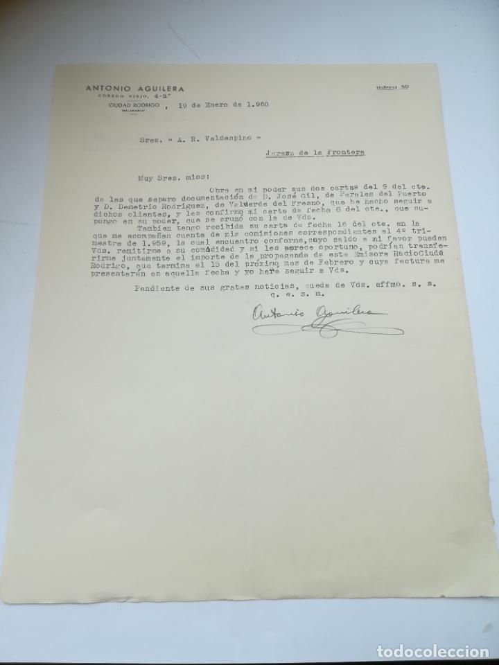 Lettres commerciales: CARTA COMERCIAL. ANTONIO AGUILERA. CIUAD RODRIGO, SALAMANCA. 1960