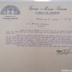 Cartas comerciales: VALENCIA. VICENTE MARÍN GARCÍA. FABRICA DE ABANICOS. CARTA COMERCIAL 1934. Lote 304856703